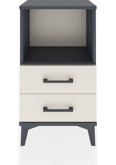Arges Komodin Tek Raflı 2 Çekmeceli 44x30x80 Antrasit-aytaşı Antrasit