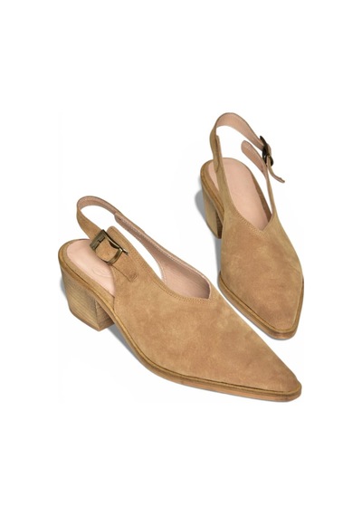 Fox Shoes Y654322202 Vizon Hakiki Deri Süet Kalın Alçak Topuklu Western Ayakkabı