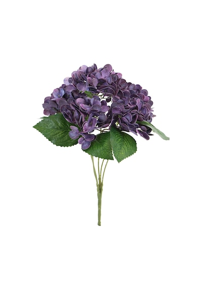 Yapay Lüx 5 Dallı Islak Ortanca Demeti 45 Cm Koyu Mor
