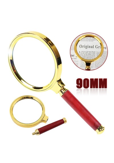 90 Mm Büyüteç Gold Çerçeveli El Büyüteçi Lüks 90 Mm Büyüteç Kaliteli El Büyüteç