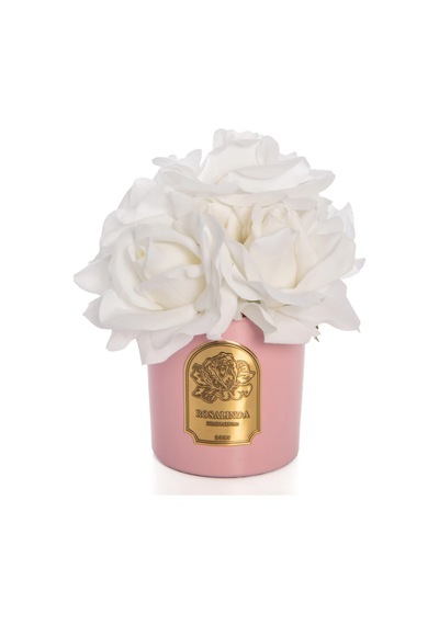 Rosalında Gold Pembe Cam 5 Gül Beyaz Oda Kokusu Çiçek