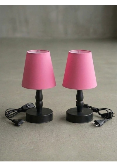 Hak Dekor Aydınlatma Elegant Masa Lambası 2 Li Set Şeker Pembe