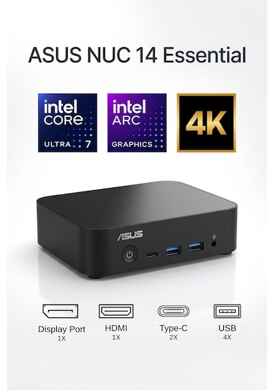 Asus Nuc14 Essential NUC14MNK97 N97 Barabone Free Dos Mini Pc