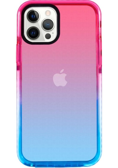 Apple Uyumlu  iPhone 12 Pro Max Kılıf Zore Renkli Punto Kılıf Pembe-Mavi