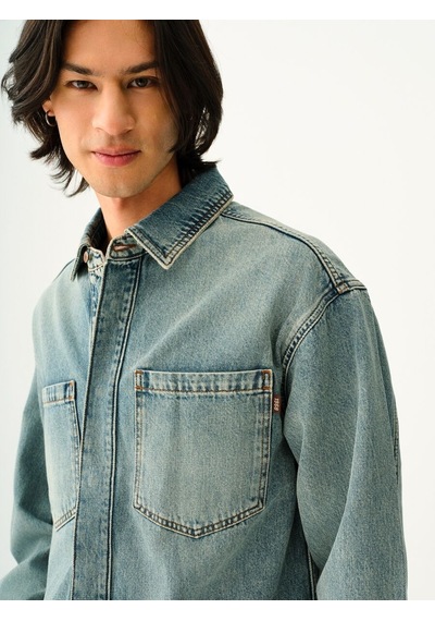LOFT Oversize Fit Erkek Gömlek U.kol Lf2037939 Q1.v1 Denim LOFT Oversize Fit Erkek Gömlek U.kol Lf2037939 Q1.v1 Denim