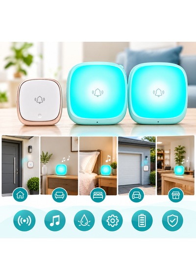 Hpytech Kablosuz Kapı Zili Seti 2 Alıcılı Ip44 Su Geçirmez 38 Melodi 433mhz Kolay Montaj
