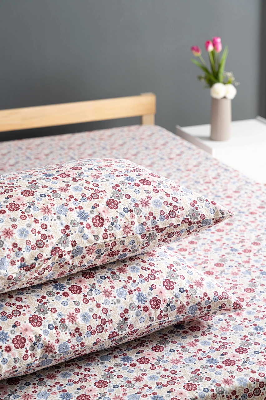 Soley Liberty %100 Pamuklu Çift Kişilik 180 X 200 Lastikli Çarşaf Seti Bordo