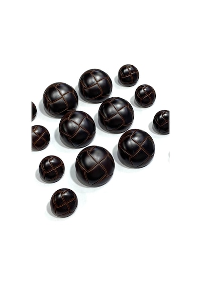 Kahverengi Deri Görünümlü İtalyan / Trençkot Ceket Takım Düğme / 2,5 Cm / 1,7 Cm