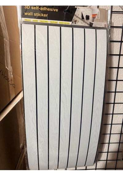 Kendinden Yapışkanlı Ahşap Duvar Çıtası Desenli Duvar Paneli 30x60cm 1, Beyaz