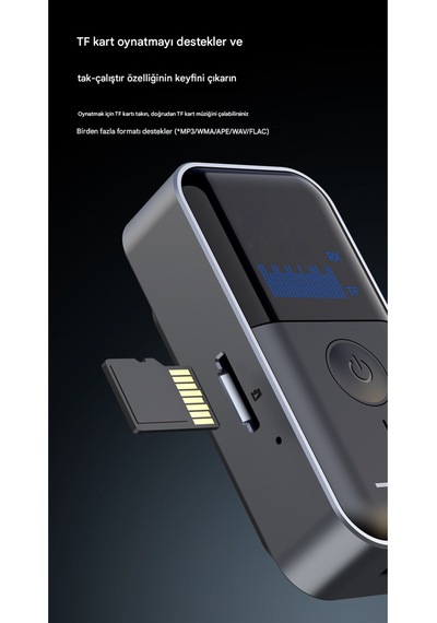 2 İn 1 Bluetooth Adaptör Alıcı Verici Bluetooth 5.4 Receiver Tf Kart Girişli Aux Wireless Araç Kiti
