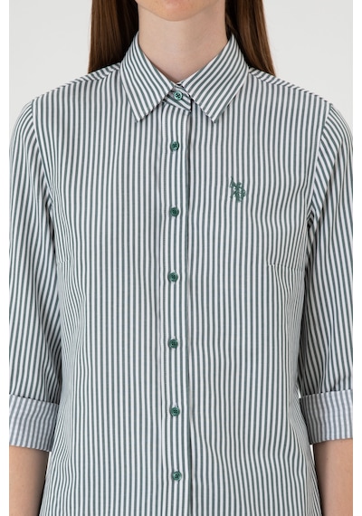 U.S. Polo Assn. Kadın Koyu Yeşil Çizgili Uzun Kollu Gömlek 50316492-VR079 U.S. Polo Assn. Kadın Koyu Yeşil Çizgili Uzun Kollu Gömlek 50316492-VR079