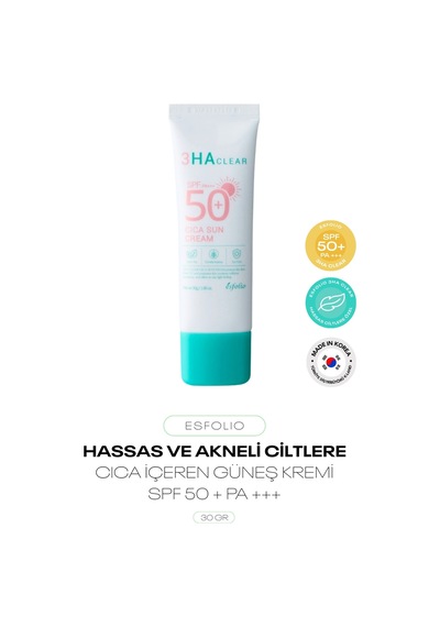 Hassas Ve Akneli Ciltler İçin Güneş Kremi 3ha Clear Cica Sun Cream Spf 50+ Pa +++