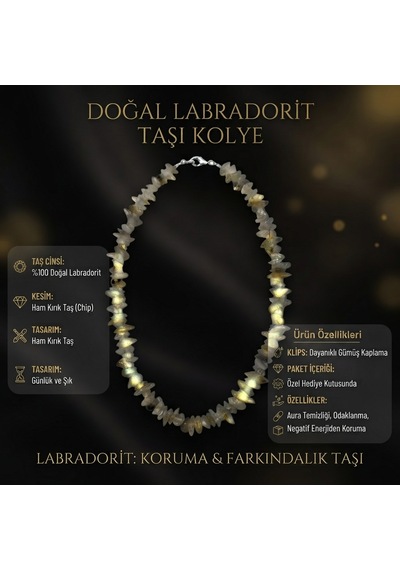 Labradorit Taşı Kolye Çok Renkli