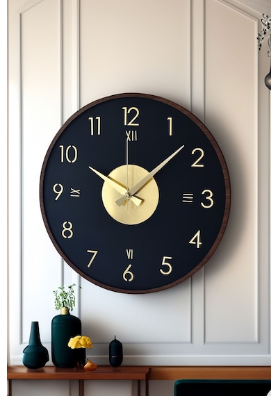 Ahşap Dekoratif Alcyone Gold - Kahverengi Duvar Saati 48cm Siyah - Gold Ahşap Dekoratif Alcyone Gold - Kahverengi Duvar Saati 48cm Siyah - Gold