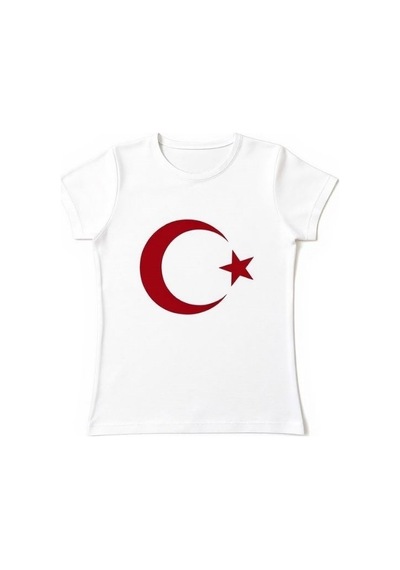 Zekids Çocuk Ay Yıldız Baskılı Yarım Kollu T-shirt-17206 Beyaz