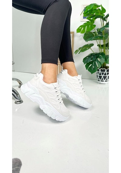 Günlük Kadın Sneaker Bağcıklı Yüksek Kalın Tabanlı Oval Burunlu Rahat Hafif Spor Ayakkabı 1001 Beyaz Günlük Kadın Sneaker Bağcıklı Yüksek Kalın Tabanlı Oval Burunlu Rahat Hafif Spor Ayakkabı 1001 Beyaz