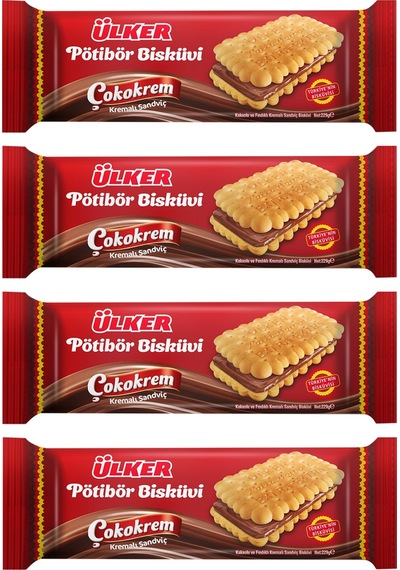 Ülker Çokokrem Kremalı Sandviç Pötibör Bisküvi 229 Gr X 4 Adet