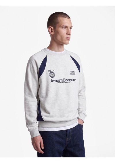 Koton Renk Bloklu Bisiklet Yaka Uzun Kollu Baskılı Sweatshirt Gri 7wam70027mk