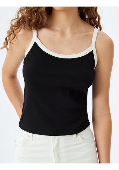Koton Basic Atlet Fitilli Kolsuz Biyeli Slim Fit Siyah 5sal30084ık Siyah