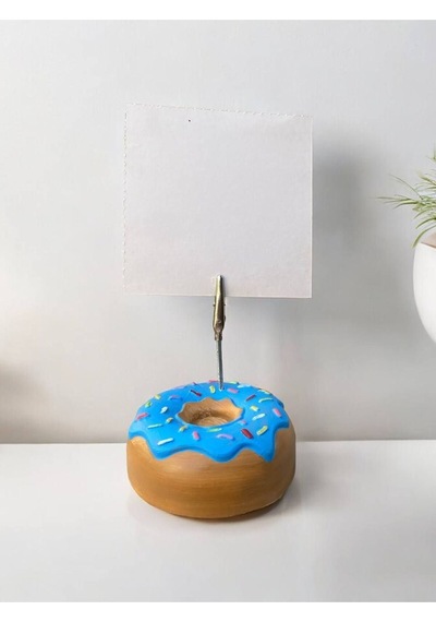 Mavi Jöleli Desenli Donut Model Temalı Fotoğraf Not Tutacak Ofis Masası Not Tutacağı Hediyelik Mavi