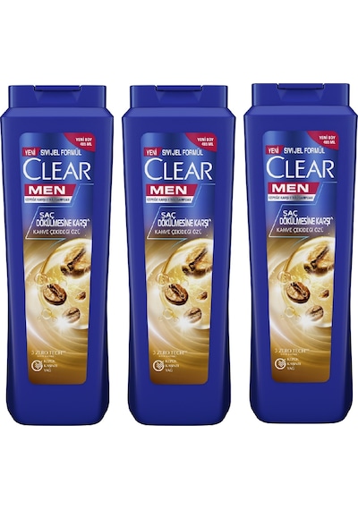 Clear Men Saç Dökülmesi ve Kepeğe Karşı Kahve Çekirdeği Özlü Şampuan 3 x 485 ML
