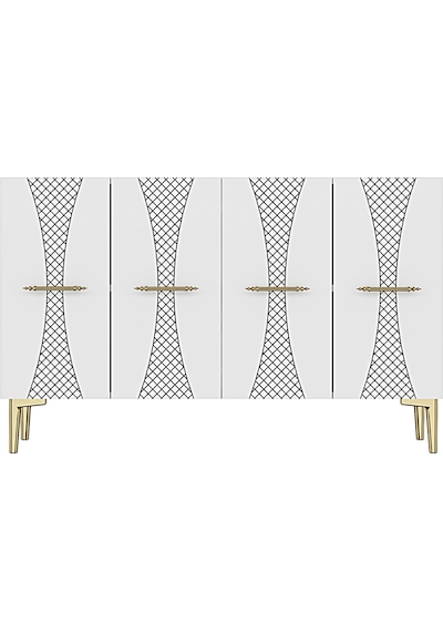 Ka1232bg Slim Konsol Ve Tv Sehpası Beyaz -gold 120cm Beyaz-gold