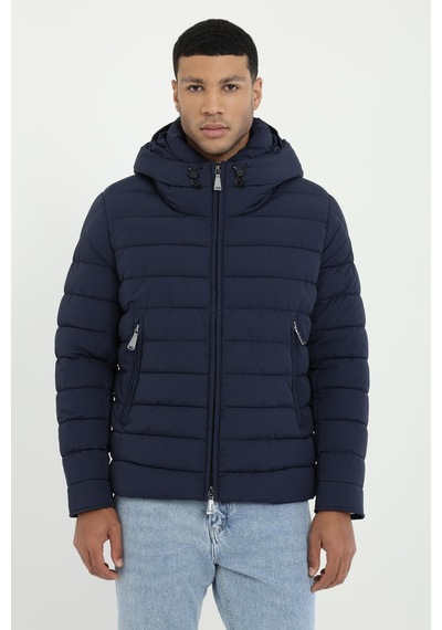 Dufy Erkek Slim Fit Kapüşonlu Lacivert Mont-25293