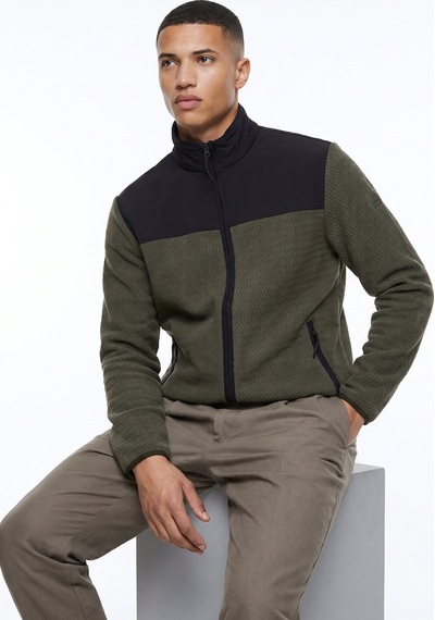 Discovery Expedition D6wm-swt3746 Haki Dik Yaka Jakarlı Erkek Polar Sweatshırt