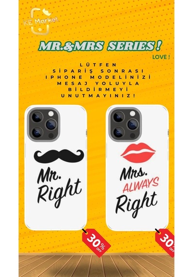 Mr. And Mrs. Right Series Apple Uyumlu iPhone Tüm Modellere Kılıf 678x111213141516 Plus