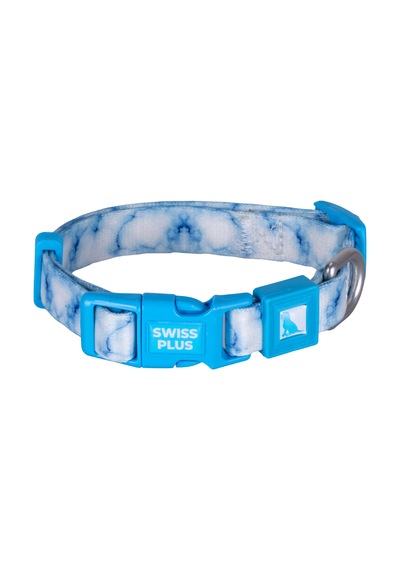 Swissplus Urban Paws Sky Marble Recycled Köpek Tasması - 15 Mm Beyaz - Mavi