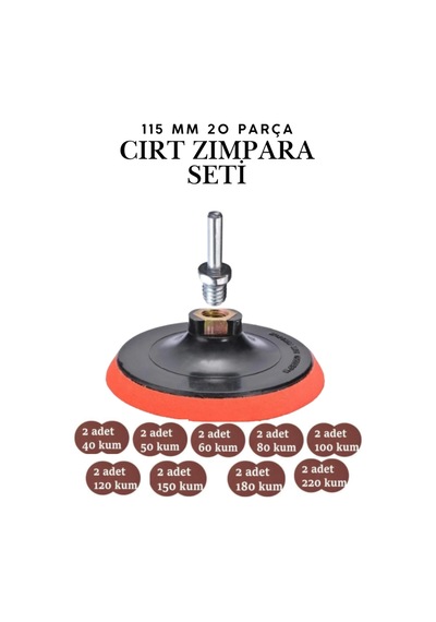 115mm Cırt Zımpara Seti 20 Parça - Matkap Aparatı Ve Avuç İçi Spiral Taşlama Uyumlu El Zımpara Takımı 115mm Cırt Zımpara Seti 20 Parça - Matkap Aparatı Ve Avuç İçi Spiral Taşlama Uyumlu El Zımpara Takımı
