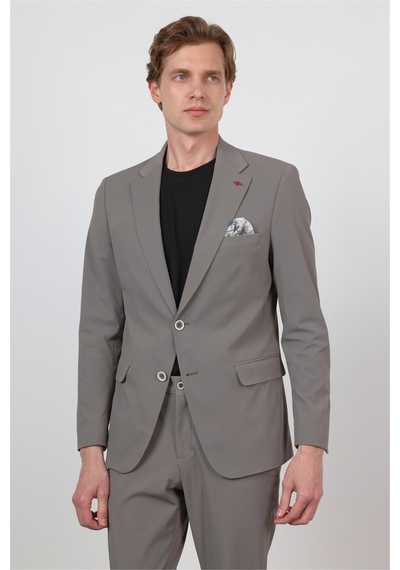 İmza Vizon Kendinden Desenli Mono Yaka 6 Drop Slim Fit Takım Elbise 1001260162