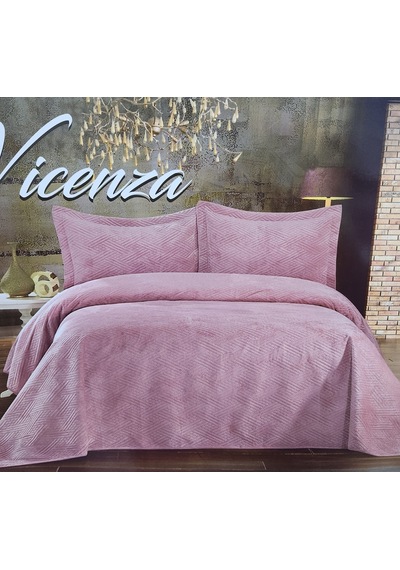 Vicenza Çift Kişilik Tay Tüyü Yatak Örtüsü Pudra Renkli