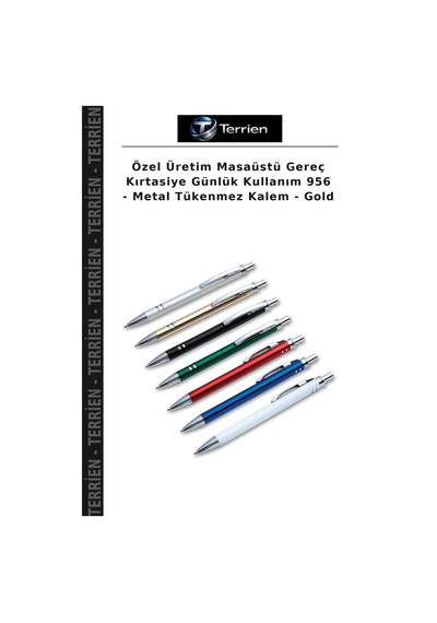 Özel Üretim Masaüstü Gereç Kırtasiye Günlük Kullanım 956 - Metal Tükenmez Kalem - Gold Çok Renkli
