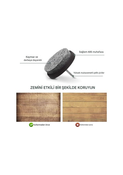 Çivili Keçeli Plastik Poligrit 25 Adet Mobilya Masa Sandalye Parke Laminat Zemin Koruyucu Pabuç Belirtilmemiş