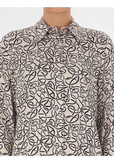 Pierre Cardin Kadın Kum Gömlek Desenli 50318227-vr085 Kum