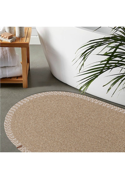 Koza Halı Cesta El Yapımı Pamuklu Natural Bej Jüt Hasır Dekoratif Kilim 903 Naturel
