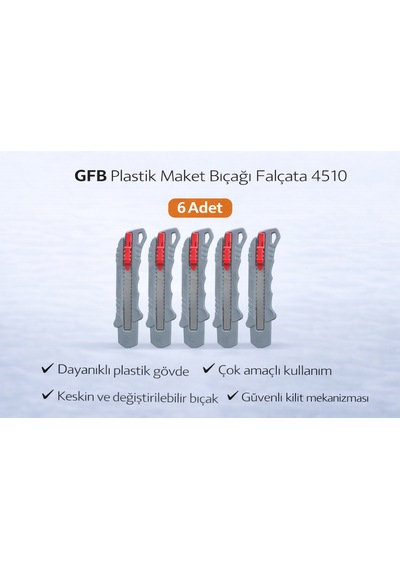Gfb Plastik Maket Bıçağı Falçata 4510 Profesyonel Maket Bıçağı 6 Adet