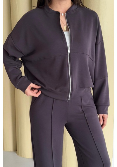 Balenbi Kadın Oversize Fermuarlı Modal Spor Takım Wide Leg Bol Paça 1194 - Form Serisi Kahverengi Balenbi Kadın Oversize Fermuarlı Modal Spor Takım Wide Leg Bol Paça 1194 - Form Serisi Kahverengi