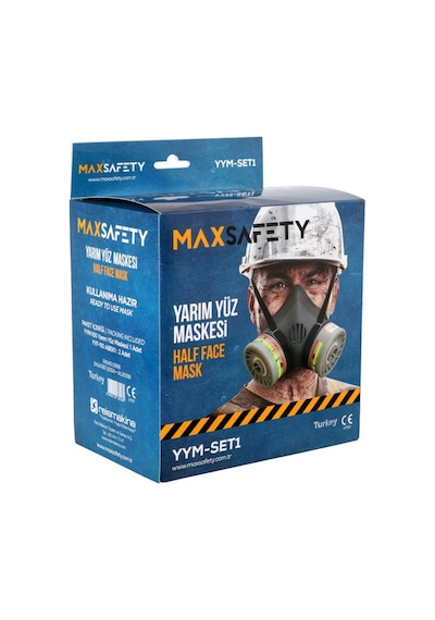 Maxsafety Yym-Set1 Yarım Yüz Solunum Maskesi Çift Filtreli Hazır