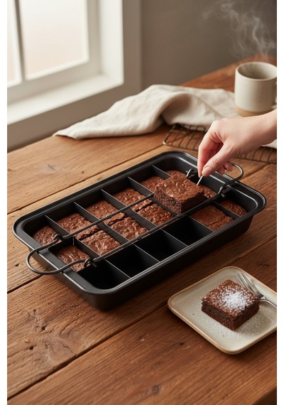 Akayev 18 Bölmeli Brownie Kalıbı Siyah-beyaz