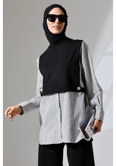 Mihran Butik Kadın Siyah Mevsimlik Penye Alt Üst Spor Ve Rahat Ikili Tunik Pantolon Şık Tesettür Takım Siyah