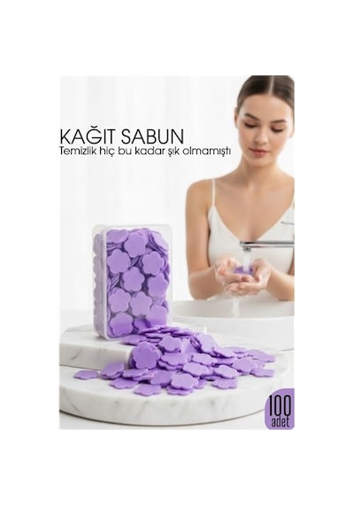 Zenvac Parfümlü Elde Eriyen Kağıt Sabun - 100 Lü Paket Sihirli Sabun Hijyenik Seyahat Kutusu 722443 Zenvac29 Renkli