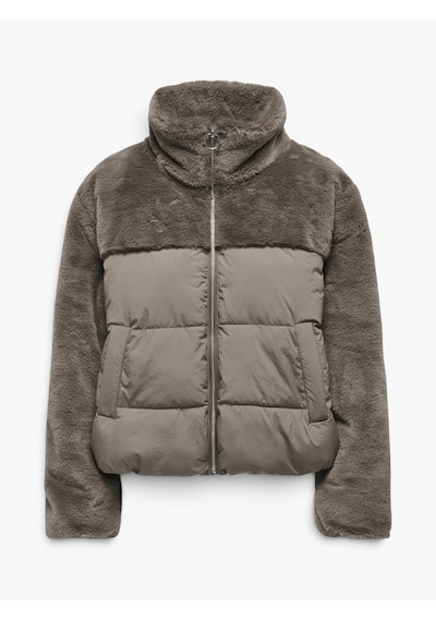 Only Onlwanja Fur Puffer Mıx Jacket Noos Otw Kadın Gri Mont - 15292945