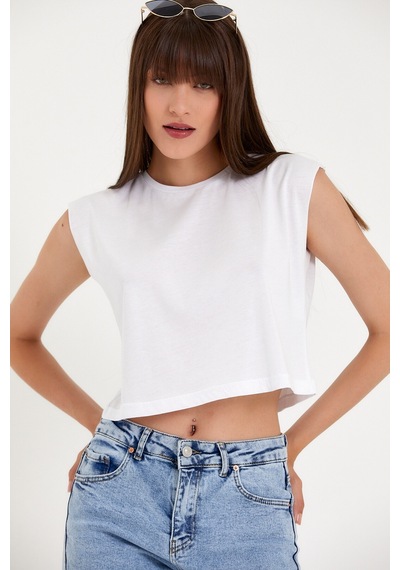 Kadın Regular Fit Crop Tişort Spr22tsk128 001