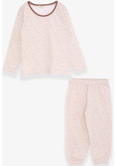 Breeze Kız Bebek Pijama Takımı Desenli 9 Ay-3 Yaş, Bej Melanj-bej Melanj Bej Melanj