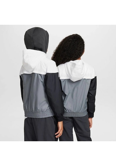 Nike Sportswear Windrunner Kapüşonlu Su Geçirmez Ceket Beyaz-gri-siyah'