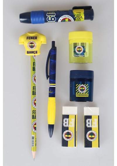 "dekomus Cep Defteri Hediyeli" Lisanslı Fenerbahçe Kırtasiye Seti Silgi Tepeli Kurşun Kalem,versatil Uçlu Kalem,2 Adet Silgi Altın