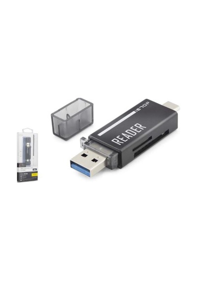 İetop Tc306ac Usb Type-c 3.2 Gen1 Kart Okuyucu Sd Microsd 5 Gbps Siyah