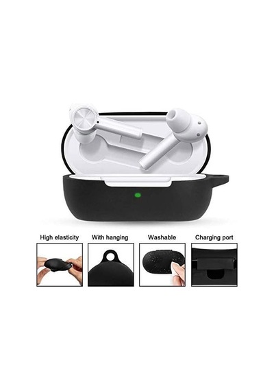 Oneplus Buds Z İle Uyumlu Kılıf Yumuşak Kaymaz Darbeye Çengelli Dayanıklı 360 Derece Çepeçevre Koruyucu Tpu Kılıf Siyah
